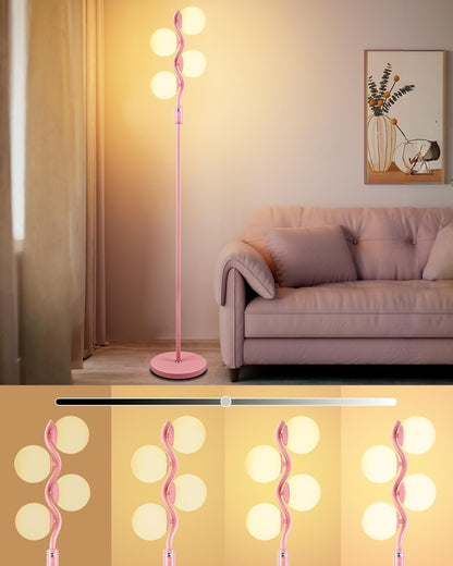 Lightdot Dimmable (Brightness Adjustable) Globe Floor Lamp, Gold Standing Lamps with 3000K G9 Bulbs, Mid Century Modern Floor Lamp for Living Room Bedroom Office