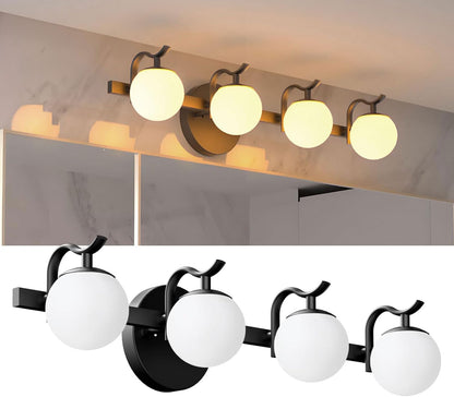 Lightdot  Bathroom Vanity Light, 26" Modern White Vanity Lights with Globe Water/Shatterproof PC Lampshade, Rust-Proof Bathroom Light Fixtures Over Mirror for Kitchen Hallway Cabinet Porch