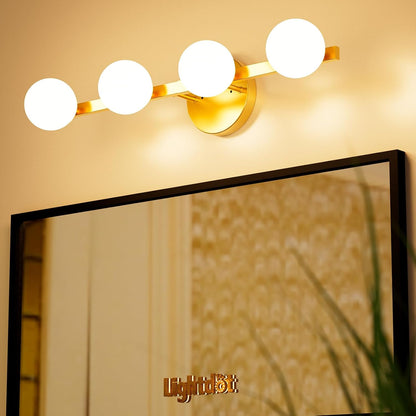 Lightdot Bathroom Light fixtures, 4-Light Bathroom Vanity Light with Globe Lamp Shade, 25.6IN Wall Sconce Lighting, White Vanity Lights for Bathroom Kitchen Living Room Hallway Cabinet Porch-1Pack