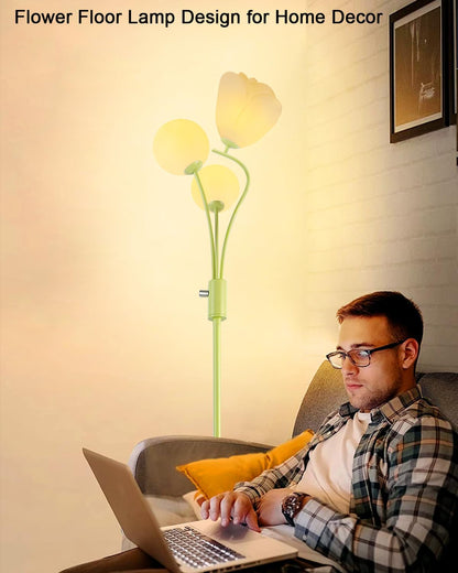 Lightdot 69IN Dimmable Floor Lamp Mid Century Standing Lamps with 2 Globe Soft Warm White Eye Care 3000K Bulbs Included, Modern Tall Lamp for Bedroom Office