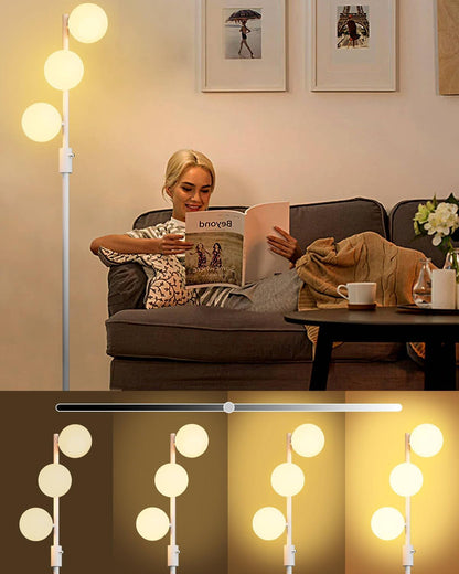 Lightdot 64IN Dimmable (Brightness Adjustable) Globe Floor Lamp, Gold Standing Lamps with 3000K G9 Bulbs Soft Warm White Eye Care, Mid Century Modern Floor Lamp for Living Room