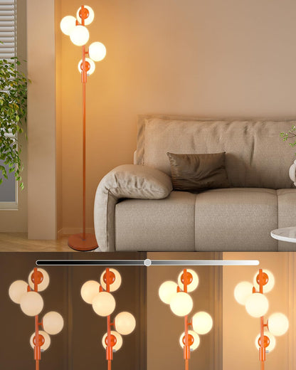Lightdot Dimmable (Brightness Adjustable) Globe Floor Lamp, Gold Standing Lamps with 3000K G9 Bulbs, Mid Century Modern Floor Lamp for Living Room Bedroom Office