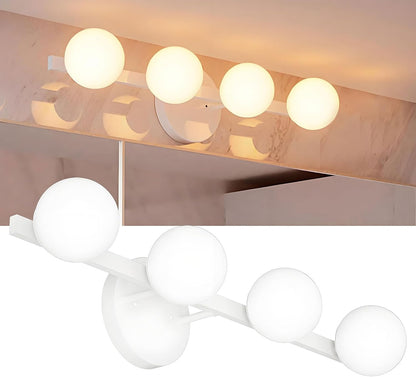 Lightdot  Bathroom Vanity Light, 26" Modern White Vanity Lights with Globe Water/Shatterproof PC Lampshade, Rust-Proof Bathroom Light Fixtures Over Mirror for Kitchen Hallway Cabinet Porch