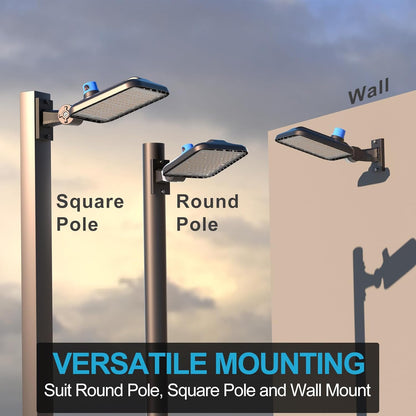 320W(350x1W LED) LED Parking Lot Lights Outdoor 48000LM 5000K Parking Lot LED Lights Commercial, IP65 Led Pole Light Arm Mount with Photocell (Driver Equipped, 7Yrs Warranty)