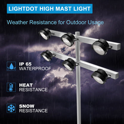 Lightdot 600W LED Flood Stadium Lights Outdoor 90000Lm (2400W Eqv.) LED High Mast Lights AC100-277V IP65 Waterproof Trunnion Mount Sport Count Light for Outdoor Stadium/Ballpark