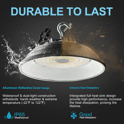 Lightdot 250W (260x1W) LED High Bay Lights with Reflector 37500lm 5000K UFO Lights AC100-277V Plug and Play High Bay LED Shop Lights Suit for 30~40FT Height Workshop/Barn/Garage