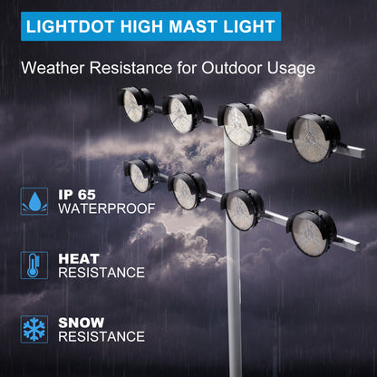 Lightdot 500W LED Stadium Lights 75000Lm (2000W Eqv.) LED High Mast Lights Outdoor with photocell, AC100-277V IP65 Waterproof Outdoor Sport Count Light
