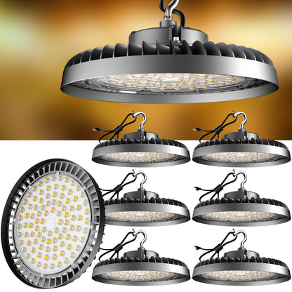 Upgrade 200W High Bay LED Shop Light 30000lm (Eqv.800W MH/HPS) UFO High Bay Lighting, ETL UFO Lights AC100-277V High Bay LED Light with Plug