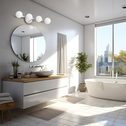 Lightdot Modern Bathroom Vanity Light, 25.6" Metal Frame with Globe Shatterproof Plastic Shades, Dimmable G9 Base Vanity Light for Bathroom/Livingroom/Mirror/Cabinet/Hallway