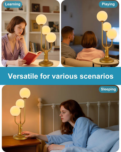 Lightdot Gold Globe Table Lamp for Bedroom Gift G9 Bulbs Included Dimmable