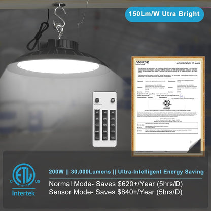 Lightdot High Bay LED Lights with Motion Sensor 200W High Bay Lights