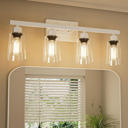 Lightdot Modern Bathroom Vanity Light, 26.5" Horizontal Metal Frame with Clear Glass Shades | Dimmable&Reversible Mounting | Vanity Lights for Bathroom Living Room Hallway Cabinet