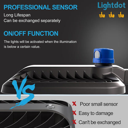 Lightdot 500W LED Parking Lot Lighting 125000Lm 5000K LED Parking Lot Lights with Auto Dusk to Dawn Photocell IP65 Waterproof LED Pole Light with Arm Mount for Parking Lot,Yard,Driveway,Garage-2Pack
