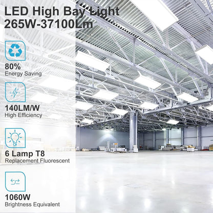 Lightdot 4 Pack LED High Bay Shop Lights with Motion Sensor, 4FT (Dimmable Remote) 240W 33600LM [Eqv.1000W MH/HPS] 5000K Daylight Linear Hanging Light for Garage Warehouse Gyms, 10 Lamp Fluorescent Fixture Replacement