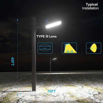 320W(350x1W LED) LED Parking Lot Lights Outdoor 48000LM 5000K Parking Lot LED Lights Commercial, IP65 Led Pole Light Arm Mount with Photocell (Driver Equipped, 7Yrs Warranty)