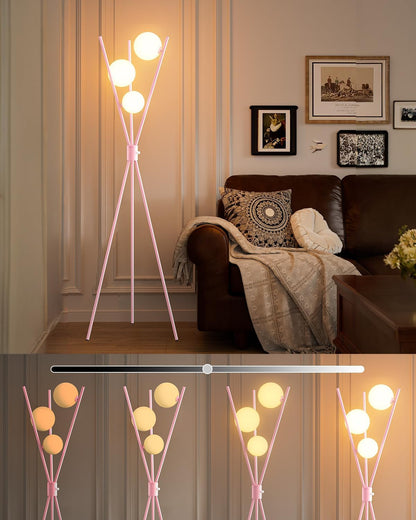 Lightdot Dimmable Globe Modern Floor Lamp, Gold Standing Lamps with 3PCS 3000K G9 Bulbs, Mid Century Modern Floor Lamp for Living Room/Bedroom