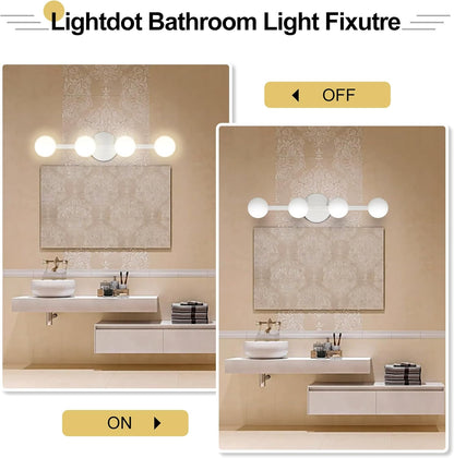 Lightdot Modern Bathroom Vanity Light, 25.6" Metal Frame with Globe Shatterproof Plastic Shades, Dimmable G9 Base Vanity Light for Bathroom/Livingroom/Mirror/Cabinet/Hallway