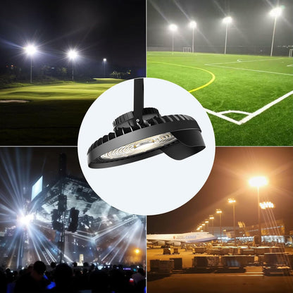 Lightdot LED Stadium Lights with Reflector (Reduce Light Loss, Can Be Removed) 100-277V Commercial High Bay Ballpark Lights with US Hook/Bracket Mount for Sport Fields/Courts