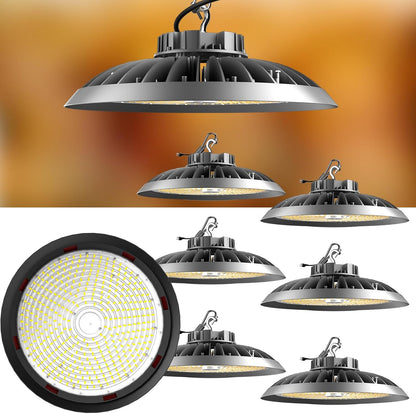 Lightdot LED High Bay Light, High Bay LED Lights, AC100-277V 5000K UFO LED High Bay Shop Light with US Plug for 30-50FT Height Warehoues/Shop/Barn