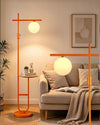 Lightdot Orange Floor Lamp with Table, 66IN Dimmable Corner Reading Lamp