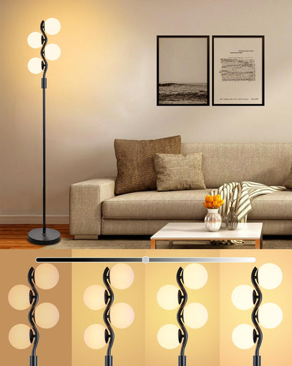 Lightdot Dimmable (Brightness Adjustable) Globe Floor Lamp, Gold Standing Lamps with 3000K G9 Bulbs, Mid Century Modern Floor Lamp for Living Room Bedroom Office