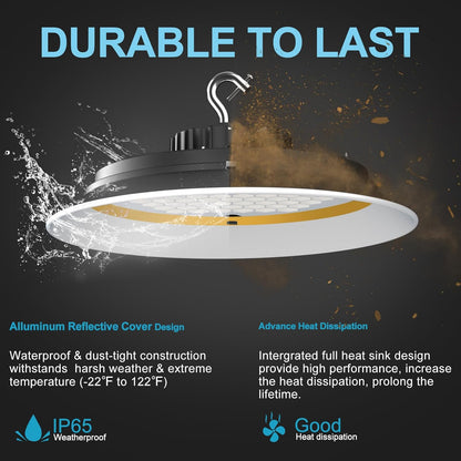 Lightdot 300W High Bay LED Shop Lights with Diffuser (Beam Angle: 120˚) 45000lm Strong Brightness High Bay LED Lights, AC100-277V Commerical UFO LED High Bay Lights for Warehouse Lighting