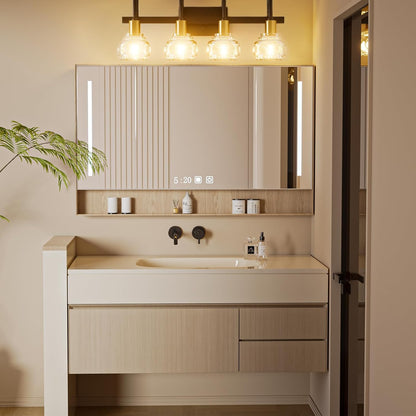 Lightdot Modern Bathroom Vanity Light, 26.5" Horizontal Metal Frame with Clear Glass Shades | Dimmable&Reversible Mounting | Vanity Lights for Bathroom Living Room Hallway Cabinet