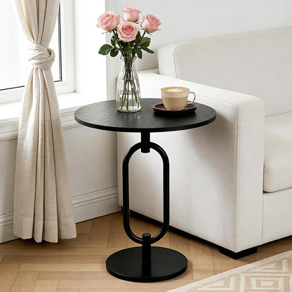 17In(W) x19In(H)  Round Side Table Heavy Duty Modern End Table Stable Sofa Side Table Marble Base Accent Coffee Table Nightstand for Living Room Bedroom