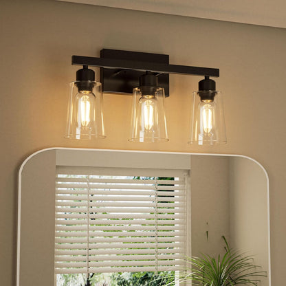 Lightdot Modern Bathroom Vanity Light, 26.5" Horizontal Metal Frame with Clear Glass Shades | Dimmable&Reversible Mounting | Vanity Lights for Bathroom Living Room Hallway Cabinet