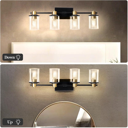 Lightdot Bathroom Light Fixtures, 27.5"x4"x5"(LxWxH) Bathroom Vanity Lights Fixtures Over Mirror, Gold Vanity Lights with Glass Shade for Bathroom Livingroom Kitchen Hallway Cabinet Porch
