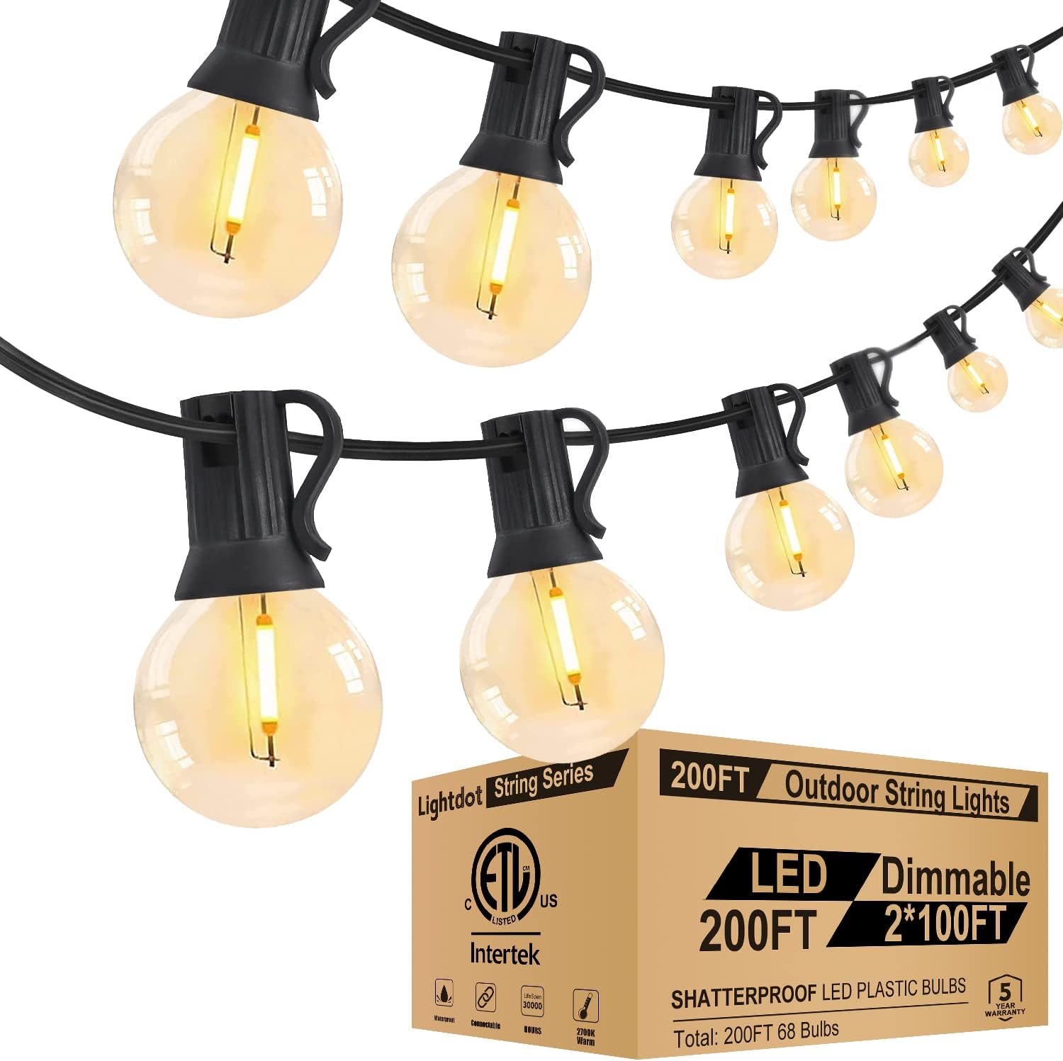 200 Foot Outdoor String Lights | 200 Feet String Lights – Lightdot