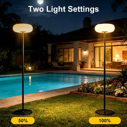 Outdoor Solar Floor Lamp for Patio, Cordless Standing Lamp 3000K