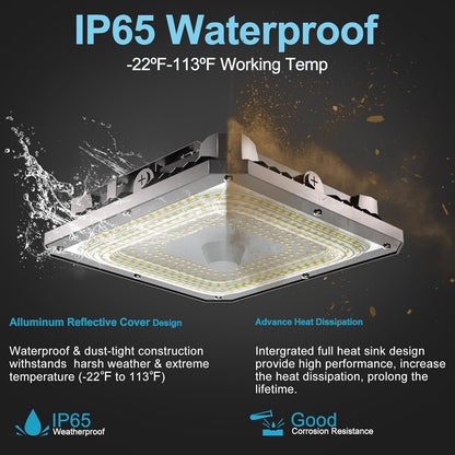 Lightdot 6Pack LED Canopy Gas Station Light, 100W 15000LM Surface Mount LED Carport Ceiling Lights 5000K (600W HID/HPS Equivalent), 100-277V IP65 Waterproof,Canopy Light Outdoor