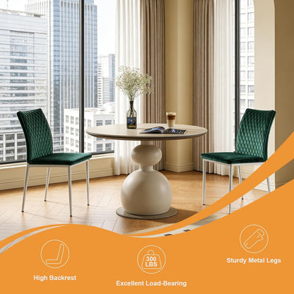 Lightdot Dining Chairs Set of 2, Accent Parsons Diner Chair Upholstered Fabric Stylish Kitchen Chairs with Metal Legs and Padded Seat for Dining Room, Vanity, Living Room, Bedroom Office,Green