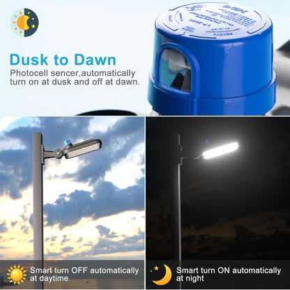 320W(350x1W LED) LED Parking Lot Lights Outdoor 48000LM 5000K Parking Lot LED Lights Commercial, IP65 Led Pole Light Arm Mount with Photocell (Driver Equipped, 7Yrs Warranty)