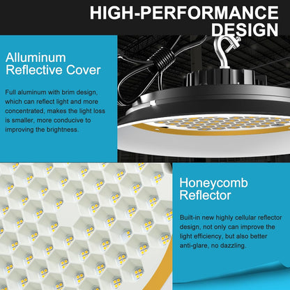 Lightdot 300W High Bay LED Shop Lights with Diffuser (Beam Angle: 120˚) 45000lm Strong Brightness High Bay LED Lights, AC100-277V Commerical UFO LED High Bay Lights for Warehouse Lighting