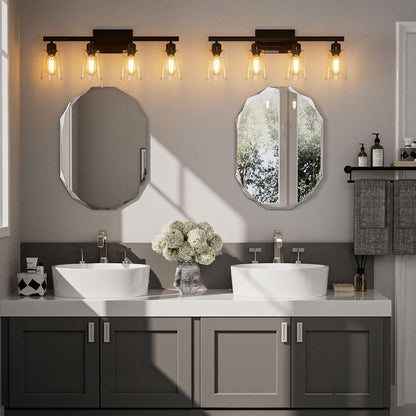 Lightdot Modern Bathroom Vanity Light, 26.5" Horizontal Metal Frame with Clear Glass Shades | Dimmable&Reversible Mounting | Vanity Lights for Bathroom Living Room Hallway Cabinet