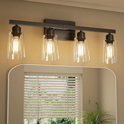 Lightdot Modern Bathroom Vanity Light, 26.5" Horizontal Metal Frame with Clear Glass Shades | Dimmable&Reversible Mounting | Vanity Lights for Bathroom Living Room Hallway Cabinet