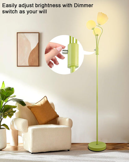 Lightdot 69IN Dimmable Floor Lamp Mid Century Standing Lamps with 2 Globe Soft Warm White Eye Care 3000K Bulbs Included, Modern Tall Lamp for Bedroom Office