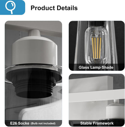 Lightdot 3-Light Bathroom Vanity Light, 16.5IN Modern Bathroom Light Fixtures with Clear Glass Waterproof Shades, Rust-Proof White Vanity Lights Over Mirror for Living Room Kitchen Hallway