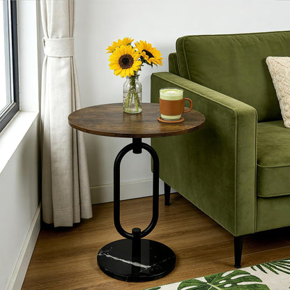17In(W) x19In(H)  Round Side Table Heavy Duty Modern End Table Stable Sofa Side Table Marble Base Accent Coffee Table Nightstand for Living Room Bedroom