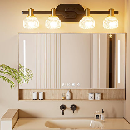 Lightdot Bathroom Light Fixtures, 27.5"x4"x5"(LxWxH) Bathroom Vanity Lights Fixtures Over Mirror, Gold Vanity Lights with Glass Shade for Bathroom Livingroom Kitchen Hallway Cabinet Porch
