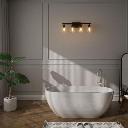 Lightdot Modern Bathroom Vanity Light, 26.5" Horizontal Metal Frame with Clear Glass Shades | Dimmable&Reversible Mounting | Vanity Lights for Bathroom Living Room Hallway Cabinet