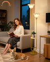 Lightdot Dimmable Flower Floor Lamp for Living Room Modern Mid Century Floor Lamp with Table Gold Tall Standing Lamp with 5Lbs Heavy Base for Bedroom/Sofa Beside/Corner Decor(Bulb Included)
