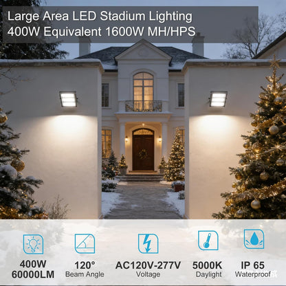 Lightdot 400W Outdoor LED Flood Lights with Brim, LED Stadium Lights