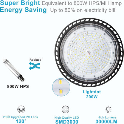 Lightdot LED High Bay Light for Warehouse 5000K ETL Listed AC100-277V UFO LED Lights 5 Years Warranty