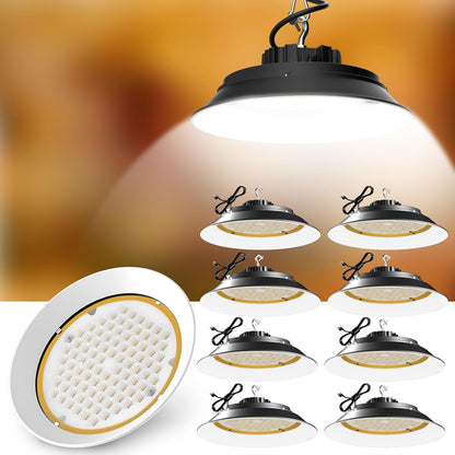 LED High Bay Light with Relfector (Beam Angle:120˚) 165W (200x1W LED) 24750LM High Bay LED Shop Lights,AC100-277V UFO LED High Bay Light More Chips Shorten Currency Longer Uselife