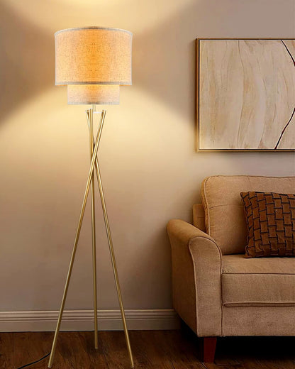 Lightdot Dimmable Globe Modern Floor Lamp, Gold Standing Lamps with 3PCS 3000K G9 Bulbs, Mid Century Modern Floor Lamp for Living Room/Bedroom