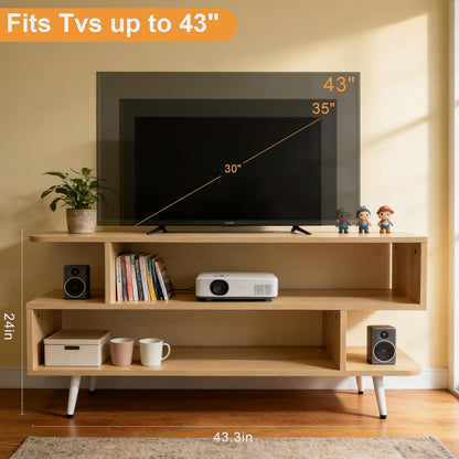 Lightdot TV Stand for TVs up to 45'', Modern Entertainment Center with 3 Open Storage Shelf Large capacity for collection,Media Console Table for Living Room/Entrance/Sofa Cabinet,Easy Assembly