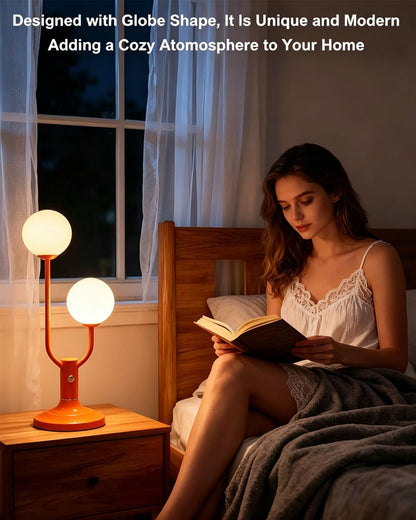 Lightdot Orange Table Lamp Dimmable Vintage Globe Lamp G9 2 Bulbs Included